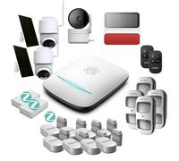 DAEWOO Pack Alarme PA543Z - Système d'alarme Full 4G & Zigbee, Compatible Animaux, Qualité Professionnelle, Contrôle à Distance, 17 Accessoires, Sirène solaire, 1 Caméras intérieur-2 Caméras Autonomes