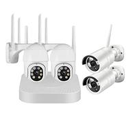 Daewoo Security Kit Vidéo Surveillance 8 canaux NVR504, 4 Caméras Extérieures Fixes et Rotatives, Accès à Distance, Disque Dur 1To, Détection de Mouvement & Vision Nocturne Blanc