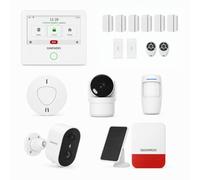 Daewoo Security Pack Alarme Maison AM312 - Centrale Touch Wi-Fi & GSM, Caméra Batterie W503 & Intérieure IP506P, Sirène Solaire, Détecteur Fumée, Anti-Animaux, Sans Abonnement, App Daewoo Home Connect