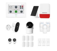 Daewoo Security Pack Alarme Maison AM372 - Centrale Touch XL 7'' Wi-Fi & GSM, 15 Accessoires, Caméras HD W503 & IP506, Sirène Solaire WOS305S, 6 Contacteurs, 3 Détecteurs Anti-Animaux, Sans Abonnement