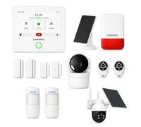 Daewoo Security Pack Alarme Maison Connectée WiFi/GSM Touch 4,3" AM501 - sans Abonnement, Compatible Alexa & Google Home, Caméra Solaire Full HD, Détecteurs Animaux, Sirène, App Mobile