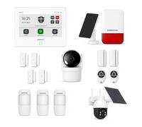 Daewoo Security Pack Alarme Maison Connectée WiFi/GSM Touch 7" AM502L - sans Abonnement, Caméra Intérieure & Extérieure Solaire Full HD, 7 Détecteurs, Compatible Alexa & Google Home, Sirène