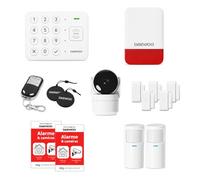 Daewoo Security - Pack Alarme Maison WiFi Vigilia VIG103 - sans Fil sans Abonnement, Caméra Full HD, Sirène Extérieure, Détecteurs Mouvement & Ouverture, Compatible Animaux, App Mobile