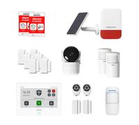 Daewoo Security Smart Protect Max - Alarme Maison Connectée sans Abonnement, Caméra HD 1080p, Sirène Extérieure Solaire, 8 Contacteurs - Compatible Alexa & Google Home - App Daewoo - sans abonnement