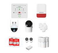 Daewoo Security - Système d'Alarme Maison sans Fil Daewoo AM341 - Centrale Tactile WiFi, Caméra extérieure PTZ + Caméra intérieure HD 1080p, 6 Contacteurs, 3 Détecteurs, Sirène - App Incluse