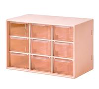 Dafape Mini Tiroirs De Rangement, Petits Bacs D'Organisation à 9 Tiroirs Boîte En Plastique Transparent Empilable pour Bureau Bureau Chambre Cuisine Maquillage Bijoux Pièces Gadgets Plateaux (Rose)