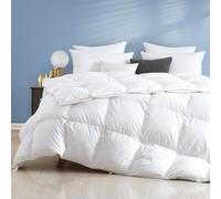 Dafinner Couette en Duvet Toutes Saisons, Duvet lit 2 Personne 200 * 200 cm | Couette en Duvet à 90 %, lit 2 Personne, Certifiée Oeko-Tex et RDS, Couette Chaude 330 GSM, Blanche
