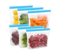 DAFNE Lot de 6 sac congelation reutilisable et Stand Up,3.2L Sac congelation en silicone, Sacs de rangement en silicone réutilisables Étanches pour Ranger Légumes, Fruits,Sandwich, LéGumes, Viandes