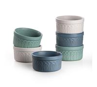 DAFUCERAMIC Ramequins 8 Oz Résistants au Four, Coupelles en Céramique pour Crème Brûlée et Soufflé, Pots de Crème et Flan, Petits Bols à Sauce, Lot de 6, Compatibles Micro-ondes et Lave-vaisselle (Col