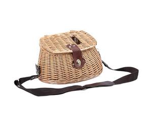 DAGLLGEW Panier à Poisson Panier à Poisson en Osier avec Couvercle et Sangles réglables Cantre de pêche Classique léger pour la pêche, Osier Vintage pour Cantre de Pique-Nique