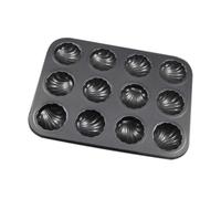 DAGLLGEW Plateau de cuisson en forme de 12 cavités, moule à Madeleine antiadhésif en acier au carbone, plateau à gâteau en forme moule gâteau madeleine