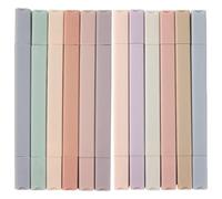 DAGLLGEW Surligneurs esthétiques, 12 pièces, sans bavure, séchage rapide, double pointe pastel, avec bâton carré, pour fournitures de bureau et de rentrée scolaire, agenda à double pointe