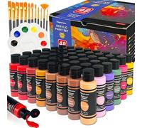 DagouColor Peinture Acrylique Set, 48 Colors Set | 60ml Art Craft Paint Bouteilles, 12 Pinceaux, 1 Palette, Fournitures D'art Cadeaux pour Les Artistes Débutants