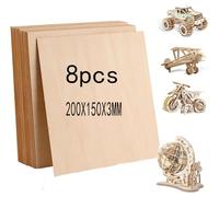 DAHI 8 Pièces A5 Balsa Plaque de Contreplaqué 3mm - Feuille de Bois 200x150mm - Panneau Planche en Bois pour Bricolage, Découpe Laser, Pyrogravure, Gravure, Maquette (A5-20 x 15 cm)
