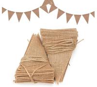 Dahi Guirlande Fanions Toile de Jute, 15 Mètres/48pcs Drapeaux Triangle, Fanion Jute, Bannière Vintage, Décoration Intérieure et Extérieure -Marron