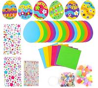 DAHI Lot de 18 Bricolage de Pâques pour Enfants - Oeuf de Pâques a Decorer - avec Autocollant - Kit Activité Paques en Mousse - pour Enfants Fête Party DIY