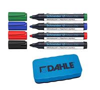 Dahle Éponge pour tableau blanc (effaceur magnétique pour nettoyage à sec sur de nombreuses surfaces) (bleu, éponge + marqueur)