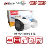 Dahua 4MP 8MP caméra Bullet couleur avec micro lumière chaude IR H.265 + détection humaine et de véhicule intelligente HFW2449S-S-IL HFW2849S-S-IL