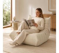 DAHUEN Pouf canapé de sol, canapé Togo avec design ergonomique, canapé paresseux avec housse en fausse fourrure et mémoire super douce, Bean Bag pour chambre à coucher salon (Beige)