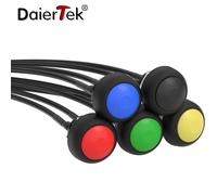 DaierTek 5 pièces 12mm bouton poussoir momentané interrupteur marche/arrêt Mini interrupteur rond étanche PBS-33B 3A 125V AC avec fil pré-soudé MIX Color