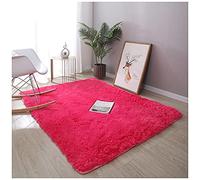 DAIHAN Tapis Salon Shaggy - Descente de Lit Chambre Grande Taille Tapis Extra Doux et Confortable Tapis Antidérapant Intérieur,Rose Rouge,100x200CM