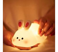 DAIHHZA Veilleuse Lapin Enfant, Lampe de Chevet Silicone Rechargeable USB, Contrôle Tactile, Mode de Sommeil Automatique, Cadeau pour Enfant