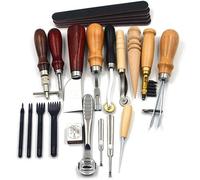 Dailygoods - Ensemble d'outils en cuir, 19 pièces - Outils professionnels - Durables - Ensemble d'outils pour le travail du cuir - Motifs élégants - Idéal pour les débutants