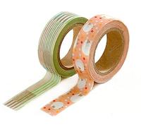 Dailylike Lot de 2 rubans adhésifs masking tape washi comfy motifs assortis 15 mm x 10 m.