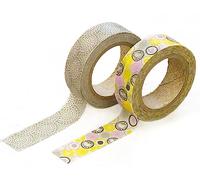 Dailylike Lot de 2 rubans adhésifs masking tape washi promnade motifs assortis 15 mm x 10 m.