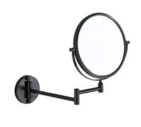 dailymall Miroir Mural Télescopique Salle de Bain - Miroir Rond Pivotant Double Face - Miroir Grossissant Pliable - Bras Extensible - Noir