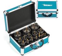 DAIMIT Kit de scies trépans TCT 19 PCS, 14-60 mm Scies trépans en carbure de tungstène robustes pour métal, acier inoxydable, fer, bois et plastique, avec 3 forets pilotes démontables et 3 clés Allen