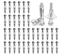 DAIRYCOF Lot de 50 chevilles pour cavités creuses en métal galvanisé - M4 x 38 mm - Écrous à expansion - Fixations fines pour fixations dans les plaques de plâtre
