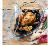 Dajar Pyrex 722597 Récipient ignifuge avec couvercle 5,8 l Plat à four ovale en verre ouvert Passe au lave-vaisselle