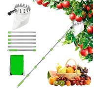 DAJASD Cueille Fruit Telescopique, 2.4M Cueilleur De Fruits Amovible | Cueille Cerise Avec Sac En Coton, Perche Telescopique, Ramasse Pomme, Outil Cueillette Jardin Arbre Poires PêChes, Ø 160mm