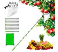 DAJASD Cueille Fruit Telescopique, 4M Cueilleur De Fruits Amovible, Cueille Cerise avec Sac en Coton, Perche Telescopique, Ramasse Pomme, Outil Cueillette Jardin Arbre Poires PêChes, Ø 160mm