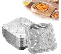 DAJASD Lot de 50 plateaux de cuisson carrés jetables en aluminium de 20,3 cm pour pâtisserie, cuisine, four, friteuse à air comprimé