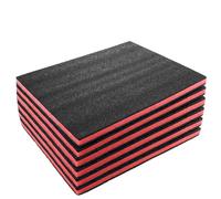 DAJAVE Découpe de mousse 6 pièces 40 x 30 x 2,5 cm Plaque de mousse Définie pour Coffres, Inserts en Mousse pour Outils, Mousse Polyéthylène Noir/Rouge