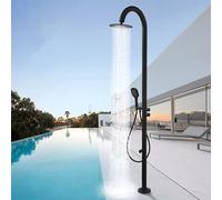 DAJIAYIQI Douche D'extérieur sur Pied, Kit De Douche en Acier Inoxydable Brossé avec Robinet Rotatif Antidérapant Et Base, Colonne De Douche De Jardin pour Piscine, Plage(Black)