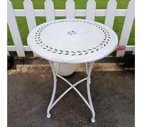 DAJIAYIQI Table D'appoint D'extérieur, Guéridon Rétro en Fer Forgé, Design Ajouré, Plateau De Grand Diamètre, Table Basse Vintage Compacte pour Jardin, Cour, Arrière-Cour(White)