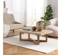 Dak - table basse rect. 120x70cm en béton et bois de teck beige