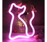 DAKABUKA Enseignes néon LED chat alimentées par USB ou piles, veilleuse pour décoration Saint-Valentin, Noël, cadeaux d'anniversaire, chambre de filles, salon (rose)