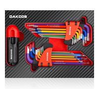DAKCOS 18 pc llen 1,5-10mm et clés Torx T10-T50 mâles coudées avec poignée | Cr-V