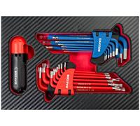 DAKCOS 18 pc Jeu de llen Hexagonales 1.5-10mm et Clés Torx T10-T50 Mâles avec poignée en Cr-V