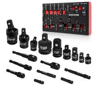 DAKCOS Lot de 17 Adaptateurs Porte Douille à Choc 1/4" 3/8" 1/2" Douilles Impact Cardan Pivotantes Rotatifs Joint Universal Adaptateur de Clé pour Visseuse et Perceuse, en Cr-Mo