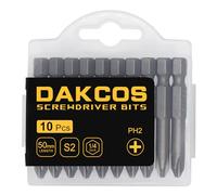DAKCOS PH2 Bit Longue, embouts PH2, assortiment d'embouts en S2 (longueur : 50 mm, 10 pièces)
