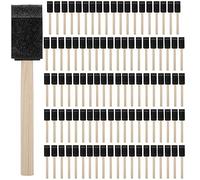 DAKFOOK Lot de 100 pinceaux de Peinture en Mousse de 2,5 cm, Pinceau éponge avec poignée en Bois, Noir Mousse éponge Manche en Bois pour Peinture, travaux manuels, projets artistiques