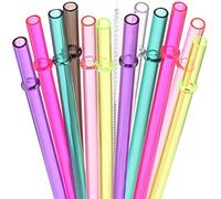 DAKOUFISH Lot de 12 pailles de rechange en plastique Tritan transparent et épais de 27.9 cm - Pour bocaux Mason de 680.4 g et 1134 g - Passent au lave-vaisselle - Avec brosse de nettoyage (27.9 cm