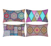 DakTou Housse de Coussin 30x50 cm Lot de 4 Mandala Modernes Modèle Coton et Lin Taie d'oreiller Bohème Housse Coussin Décoratif pour Canapé Maison Salon Chambre Décoration D'intérieur