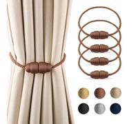 Dalababa 4 Pièces Embrasse pour Rideaux, Magnétique Attache Rideaux, Retenues de Draperie de 47 cm, Cordes à Rideaux pour Maison Bureau - Marron