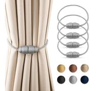 Dalababa 4 Pièces Embrasse pour Rideaux, Magnétique Attache Rideaux, Retenues de Draperie de 47 cm, Cordes à Rideaux pour Maison Bureau - Gris
